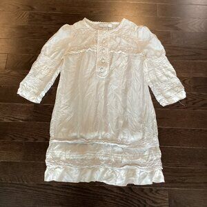 BB Dakota Cream Silk Tunic Top with Lace - Medium